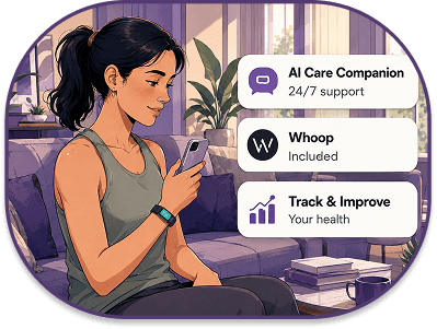 A member using the 24/7 Care Companion with connected health data.