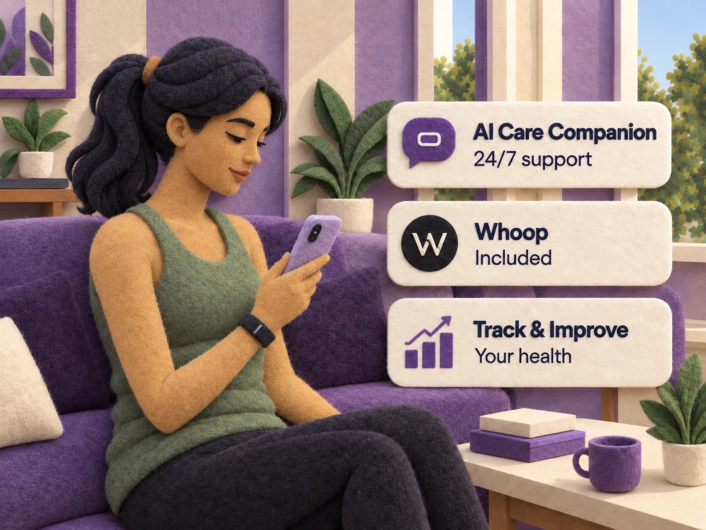 A member using the 24/7 Care Companion with connected health data.