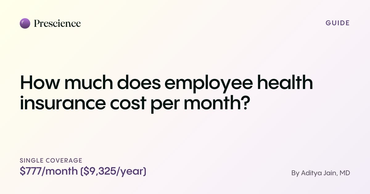 How much does employee health insurance cost per month? (Prescience guide by Aditya Jain, MD)
