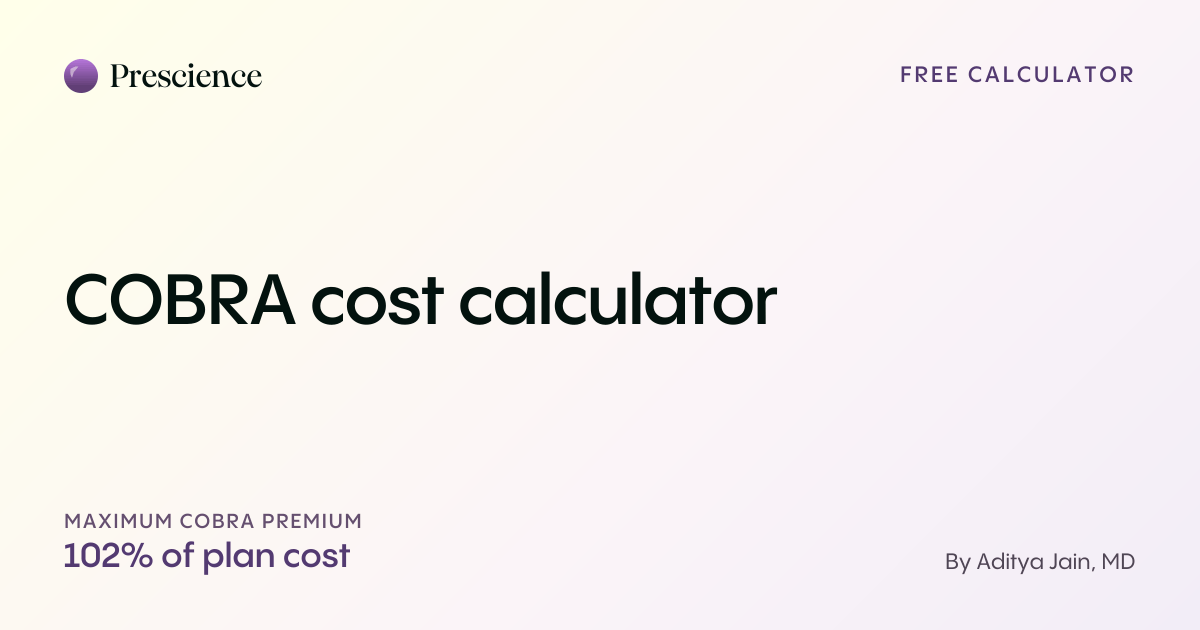 COBRA cost calculator (Prescience guide by Aditya Jain, MD)