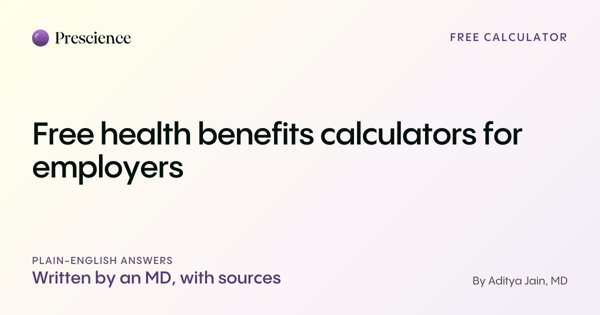Free health benefits calculators for employers: guides by Aditya Jain, MD