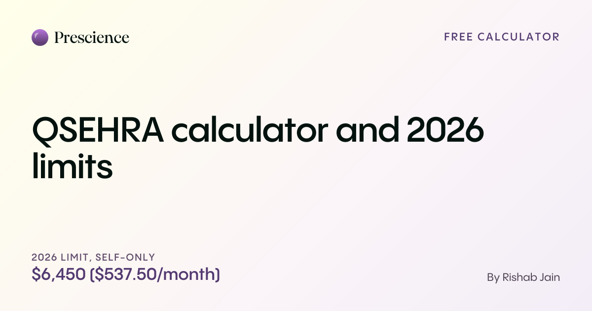 QSEHRA calculator and 2026 limits (Prescience guide by Rishab Jain)